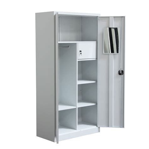 2 door sheet metal wardrobe closet with mirror and shelves|Amazon.com: Two Door Wardrobe.